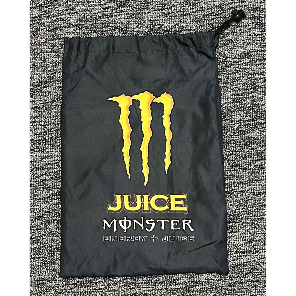 Monster Energy Juice Black Drawstring Pouch Bag Yellow Claw Logo 9.5x13 In
